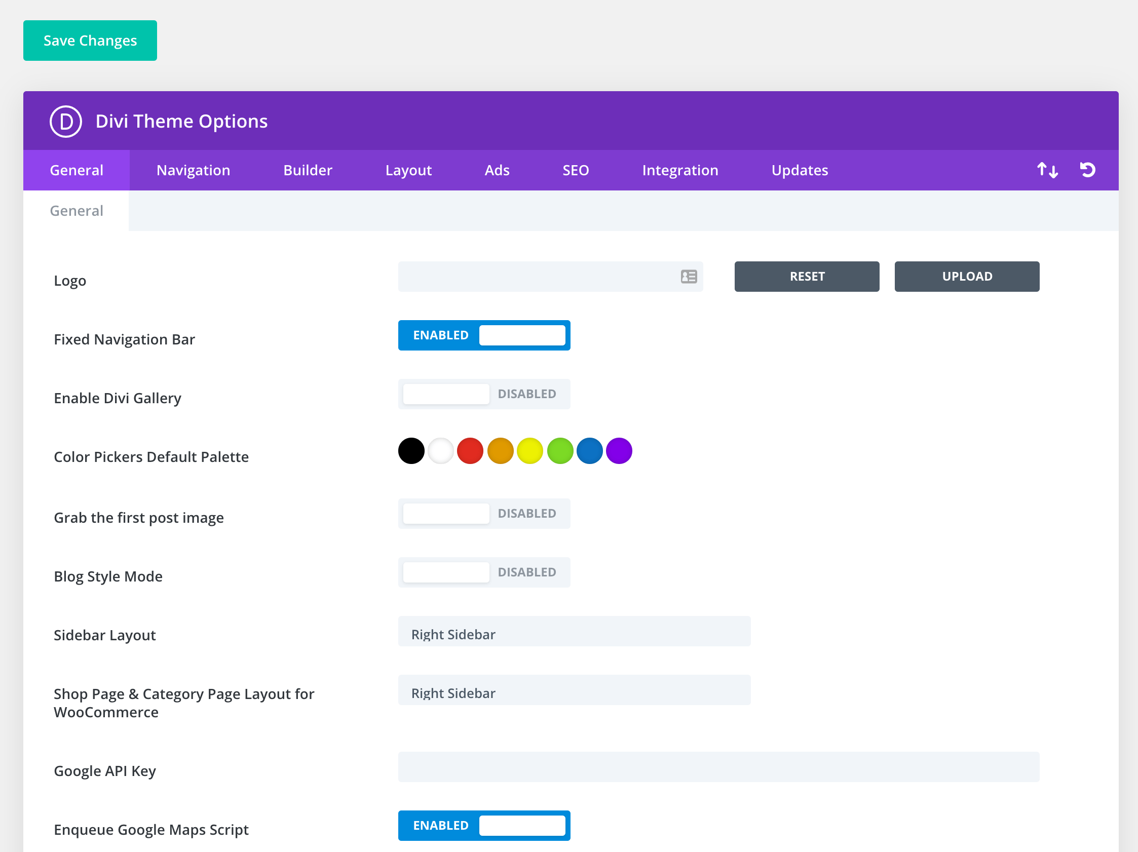 Divi vs OceanWP: Divi settings