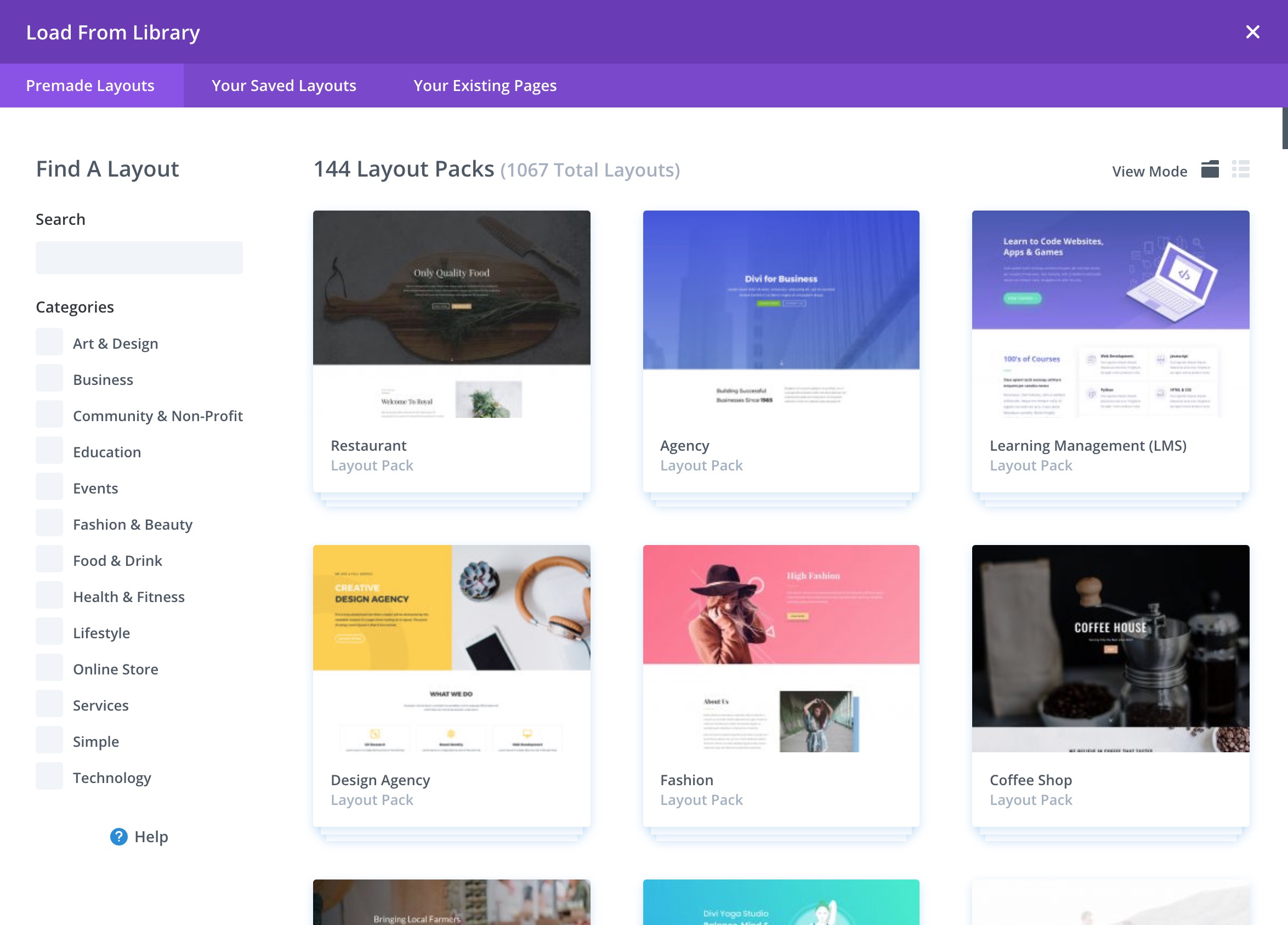 divi website packs