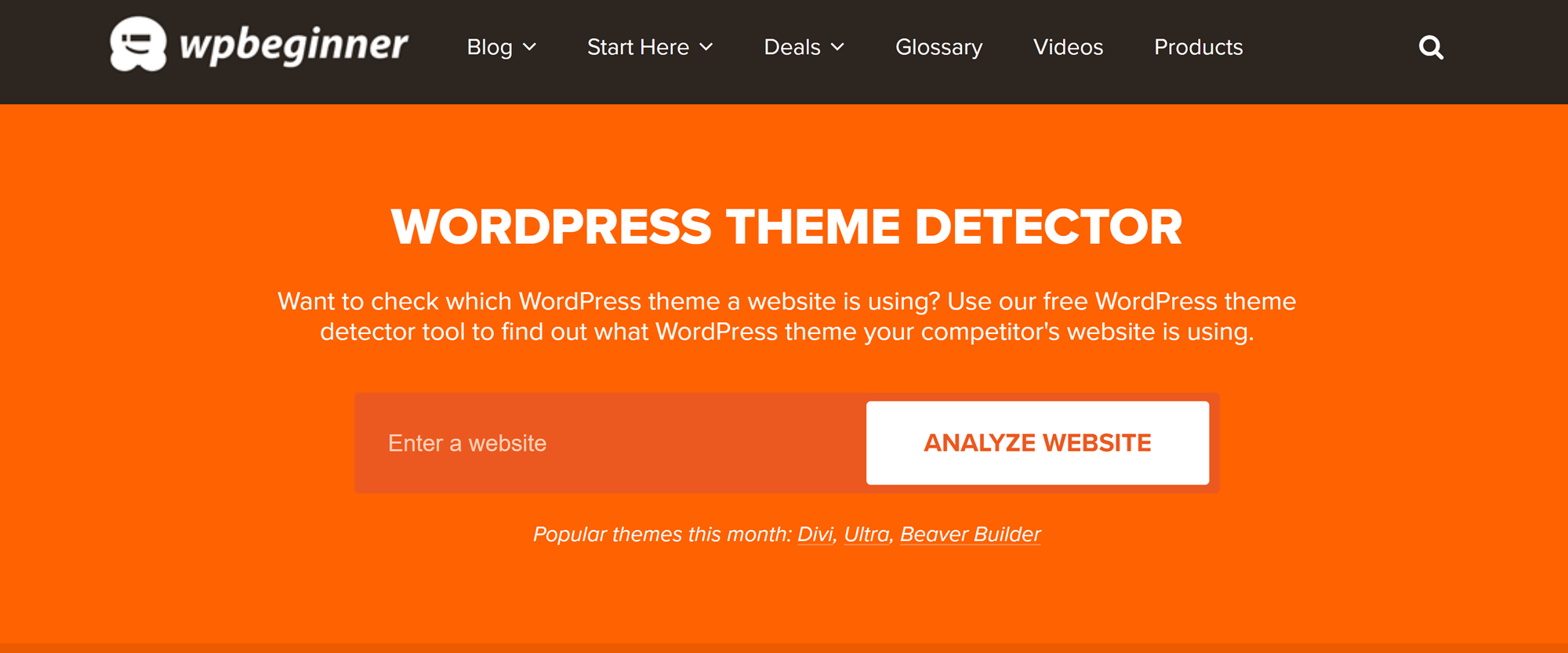 How to tell what WordPress theme a site is using: WPBeginner Theme Detector