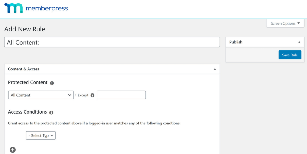 MemberPress vs WooCommerce Memberships: MemberPress rules editor